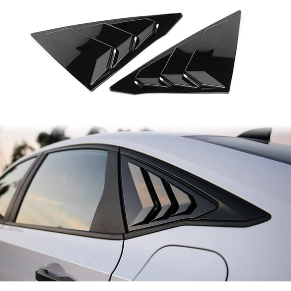 for 11th Gen Civic Sedan Compatible with Honda Civic 2025 2024 2023 2022 Accessories Car Exterior Rear Side Window Louvers Air Vent Scoop Shades Cover Blinds -Bright Black