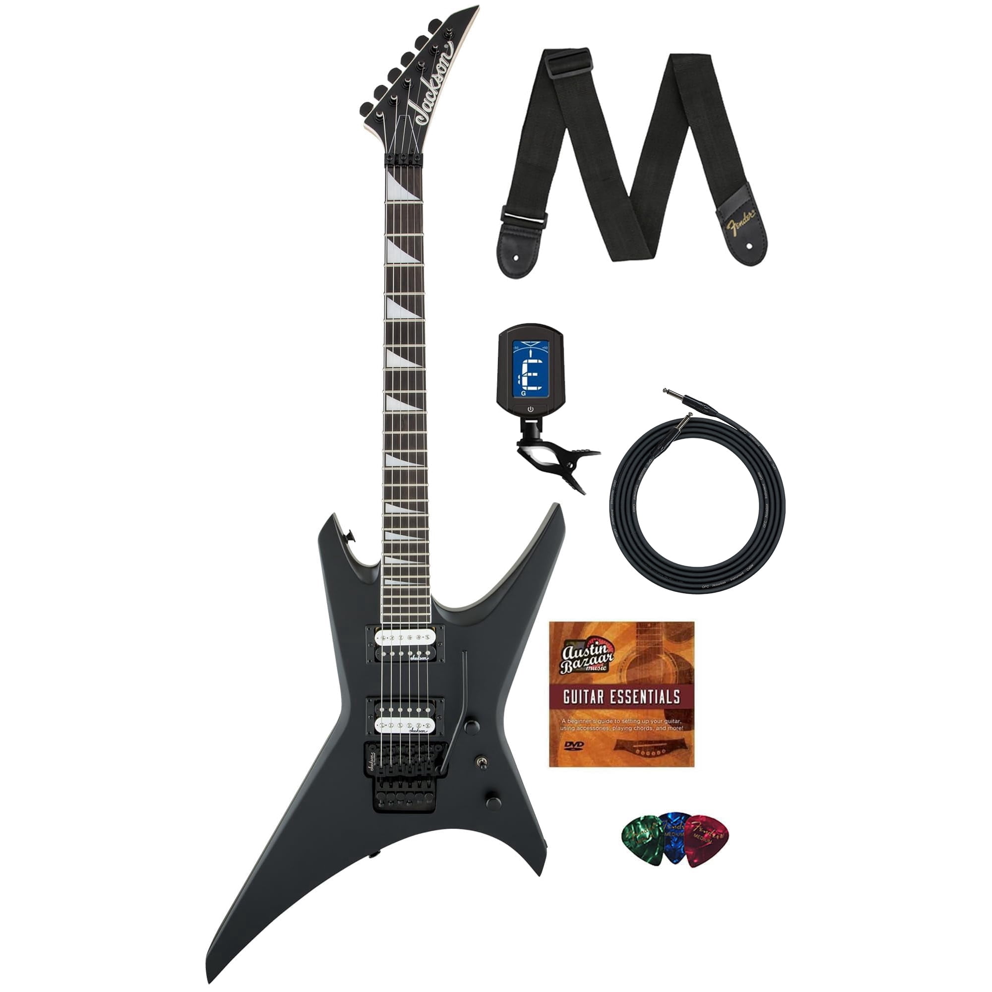 Jackson Warrior JS32 Electric Guitar - Satin Black w/ Instrument Cable