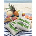 thumbnail image 3 of Pack of 2 Outdoor Pillow Covers, Summer Welcome Green Watercolor Plant Burlap Waterproof Square Throw Pillowcase Cushion Decorative Pillow Covers for Couch Patio Tent, 18x18 in, 3 of 6