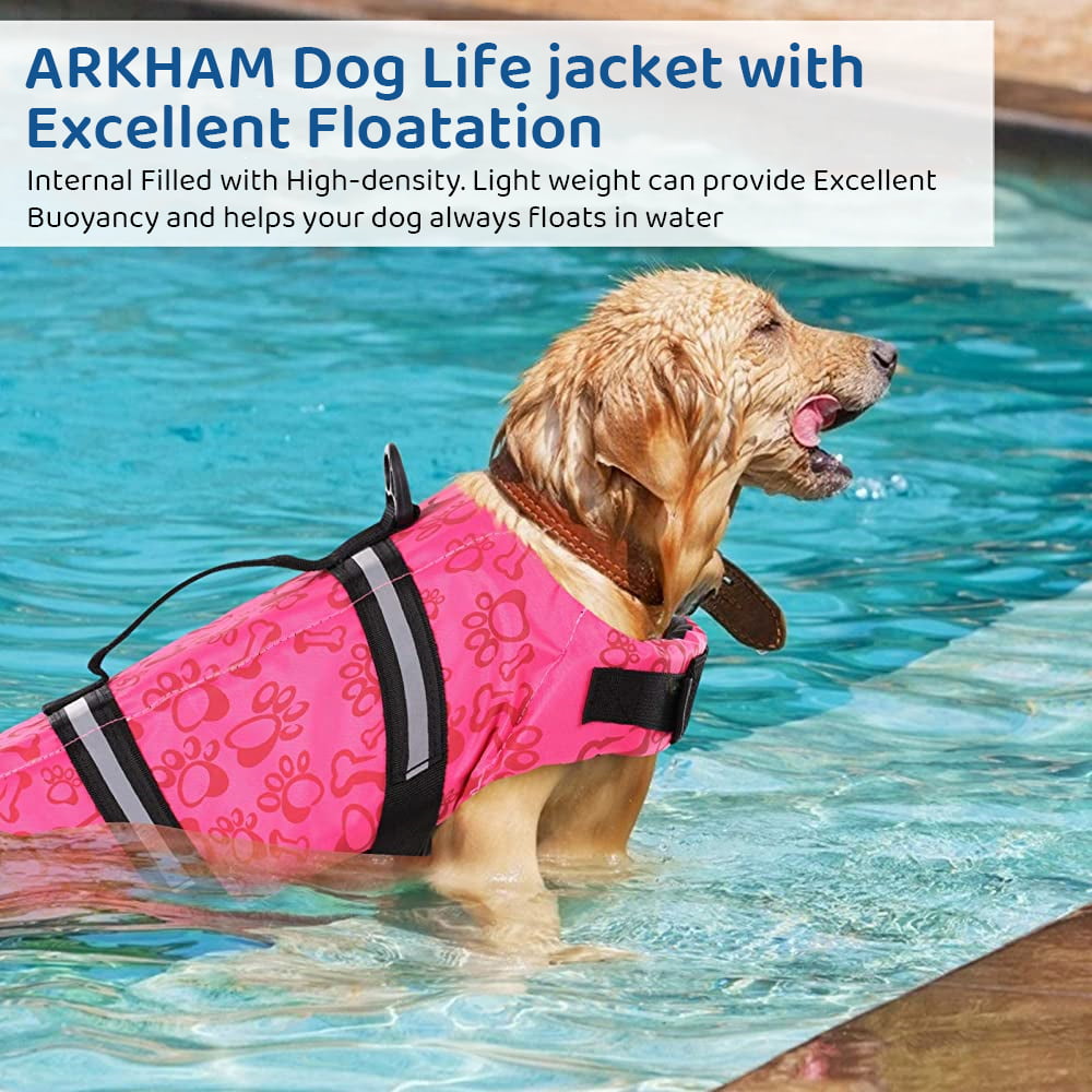 Ripstop Dog Life Jacket Reflective Stripes And Rescue Handle High Flotation For Small Medium And Large Dogs At The Pool Beach Boating