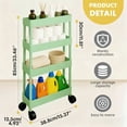 thumbnail image 2 of Pinksheep Slim Rolling Storage Cart, 4Tier Bathroom Organizer Utility Carts Shelving Unit with Wheels for Kitchen, Green, 2 of 7