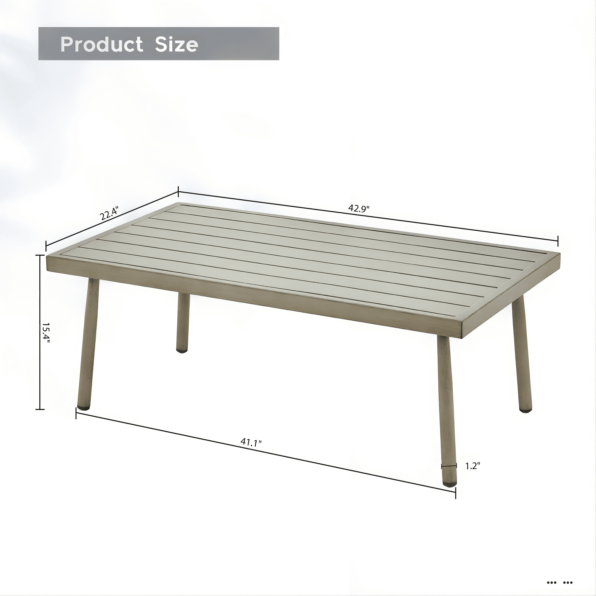 Outdoor Coffee Table Aluminum Patio Table Rectangle Metal Table Waterproof Rustproof for Backyard Deck Porch Balcony, Dark Brown