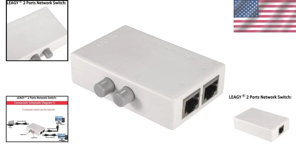 PRIME - Mini Network Switch Hub 2 Ports, Touch Control Design – Ideal For Home Office