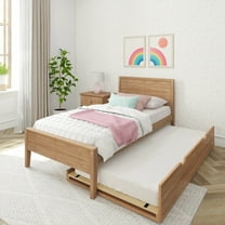 Max & Lily Twin Bed with Trundle, Classic Solid Wood Platform Bed with Panel Headboard