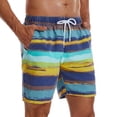 thumbnail image 4 of Pantalones Cortos para Hombres Casual Verano Secado Pantalones de Playa Rayas Impreso Lavado Tela, Pantalones de Natación Deportes, 4 of 9