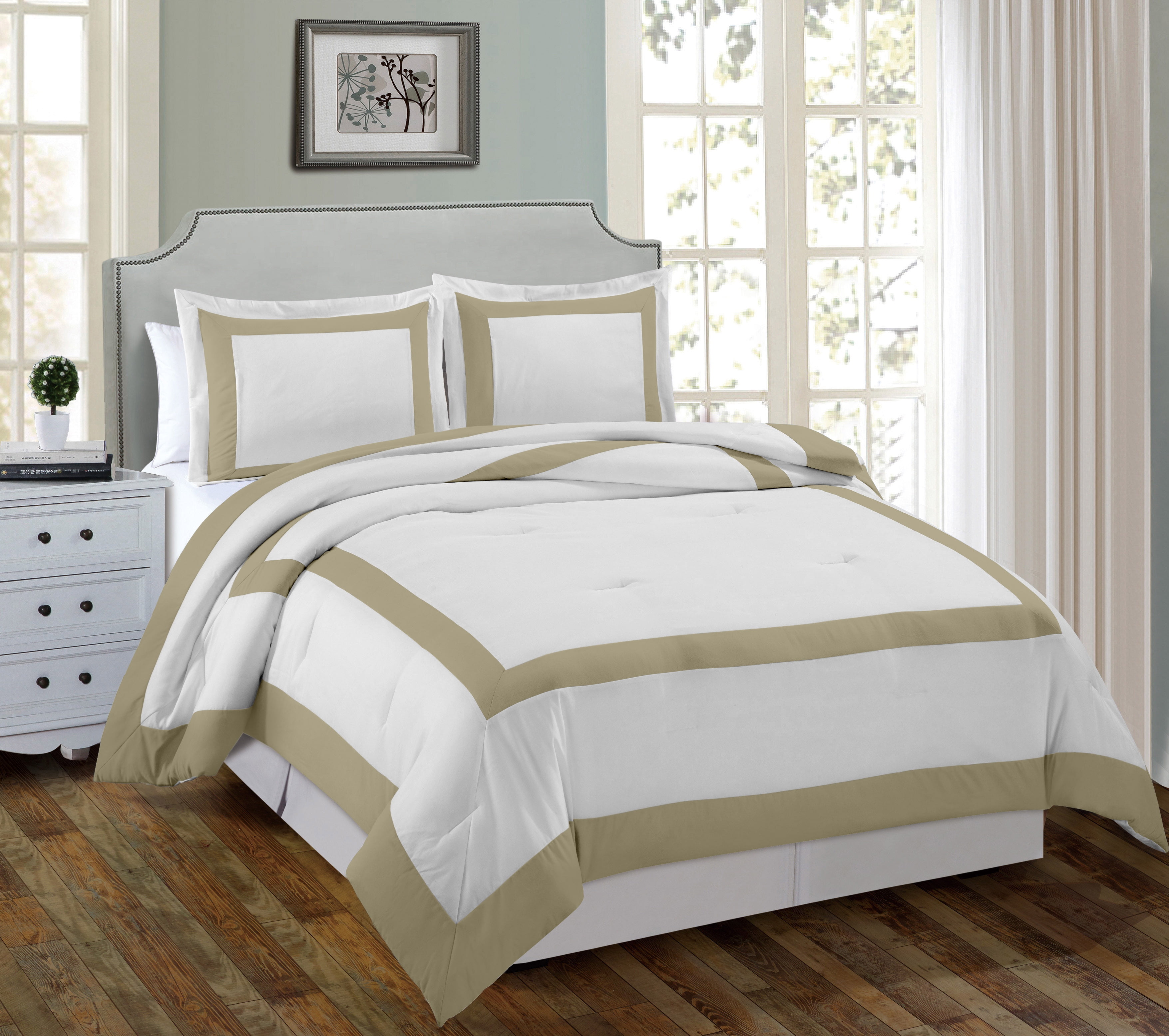 Bedding Chezmoi Collection 3 Piece Hotel Style Square Framed