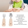 thumbnail image 4 of Toddler Fork Spoon Cartoon Shape, Silicone 316 Stainless Steel Dishwasher Safe Compact Design For Independent Eating Training, 4 of 8