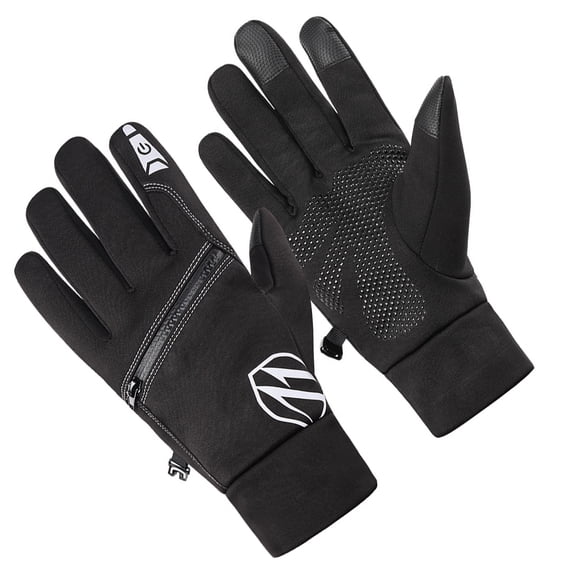 HEANUJJ 1 Pair Black Warm Winter Gloves with Extended and Silicone Grip for Outdoor Activities