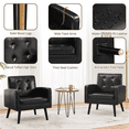 thumbnail image 5 of Alden Design Mid Century Faux Leather Tufted Accent Chair for Living Room, Black, 5 of 7