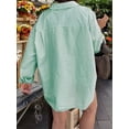 thumbnail image 6 of Womens Shirts Button Down Stripe Long Sleeve Blouse Fashion Casual Tops 2025 Light Green S, 6 of 7