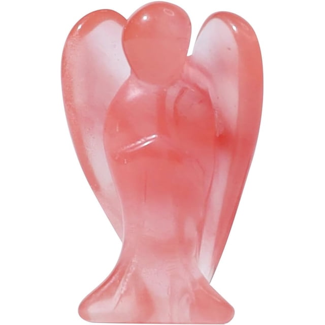 QINJIEJIE Statue d'Ange 1,5 Pouces Melon D\'eau Cristaux Rouges Statue Figurine d'Ange Statue d'Ange Décoration Statue Mignonne Cadeau de Vacances pour Femmes Cadeau de Noël pour Femmes