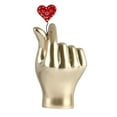 thumbnail image 2 of Modern Heart Finger Gesture Statue Love Hand Sculpture Figurine Art Work Crafts for Desktop Table Centerpiece Living Room Decor Ornament Aureate, 2 of 8