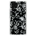 thumbnail image 1 of DistinctInk Clear Shockproof Hybrid Case for Google Pixel 4 XL (6.3" Screen) - TPU Bumper, Acrylic Back, Tempered Glass Screen Protector - Silver Grey Black White Floral - Floral Damask Pattern, 1 of 1
