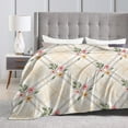 thumbnail image 4 of DouZhe Ultra-Soft Micro Fleece Lightweight Flannel Bed Blanket, Geometry Cartoon Floral Print Cozy Warm Throw Blankets, 80"x60", 4 of 7