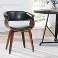thumbnail image 2 of Wood and Black Faux Leather Mid-Century 18-Inch Seat Height Dining Chair, 2 of 7