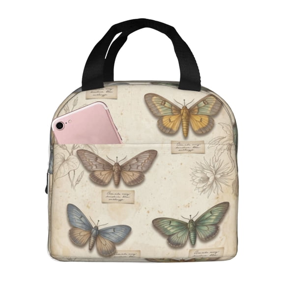 Butterfly Insulated Lunch Bag,Vintage Lightweight Lunch Box Portable Thermal Picnic Cool Bags ,Work,Office,Picnic,Camping