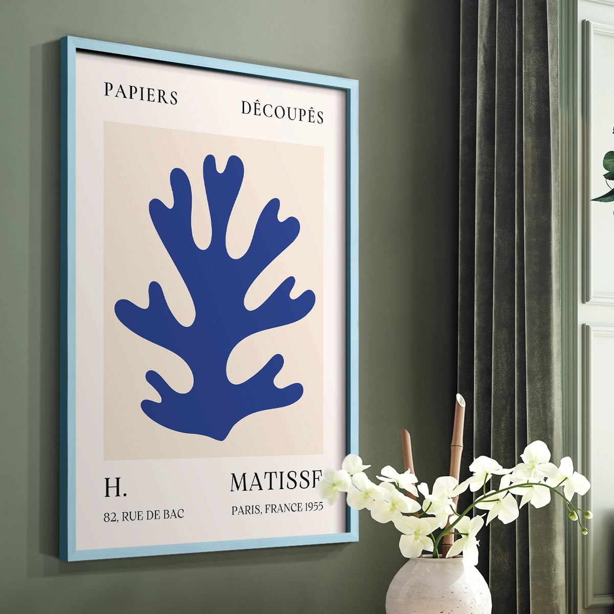 Matisse CLVII Framed Print in Blue Solid Wood 8 x 10 Framed Print