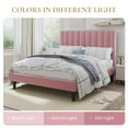 thumbnail image 4 of SHA CERLIN Pink Queen Size Platform Bed Frame with Velvet Vertical Channel Headboard, Adult, 4 of 9