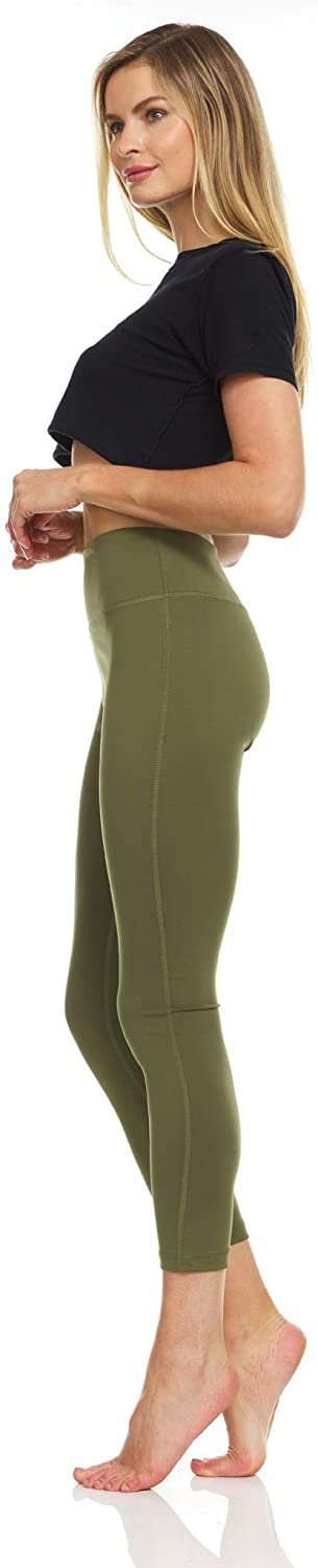YDX juniors athleisure Cute Yoga Pants high-Rise Gym Leggings Bottoms only Solid Olive Tall Size Medium - image 3 of 5