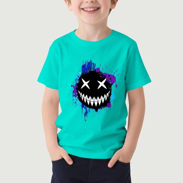 hengsof T-Shirt Graphique à Manches Courtes pour Enfants Unisexe, Motif Imprimé Mignon, Col Rond Décontracté, T-Shirt d'Été Léger pour Jouer, Haut pour 1-13 Ans
