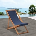 thumbnail image 6 of FDW 2 Set Outdoor Wooden Patio Lounge Chair Beach Sling Chair Set Height Portable Reclining Beach Chair Solid Wood Frame with White Polyester Canvas 3 Level,Blue, 6 of 7