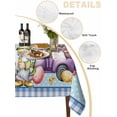 thumbnail image 5 of Easter Suqare Tablecloth - 54 x 54 Inch, Gnomes Colorful Dots Eggs Truck Flowers Blue Plaid Waterproof & StainResistant Tablecloth, Washable Oil-proof Table Cover for Dining/Party/Wedding/Buffet, 5 of 9