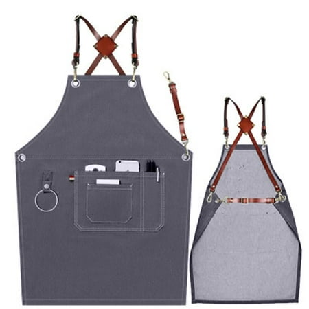 

Fashion Denim Apron for Chef Kitchen BBQ with Pockets Grill Baking Cooking Aprons for Women Men