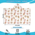 thumbnail image 2 of White Christmas Gingerbread Man Pattern Hooded Bath Towel，50"x30" for Ages 3 To 12 Kids, Quick Dry Lightweight Soft Microfiber Hood Beach Towel Cover Up for Kids, 2 of 7