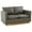 Gray, variant on LeisureMod Nervo Loveseat 2-seater Modern Sofa With Leather Gold Accent Base Wooden Frame Removable Cushions for Office Lounge Living Room Black
