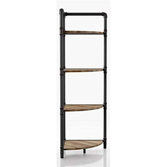 Furniture of America Harkey Industrial Wood 4-Tier Bookcase in Sand Black