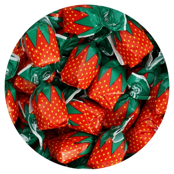 Strawberry Candy, 1 Pound (Approx. 75 pcs.) Strawberry Bon Bons Hard Candy, Arcor Strawberry Candy Individually Wrapped, The Hampton Popcorn & Candy Company