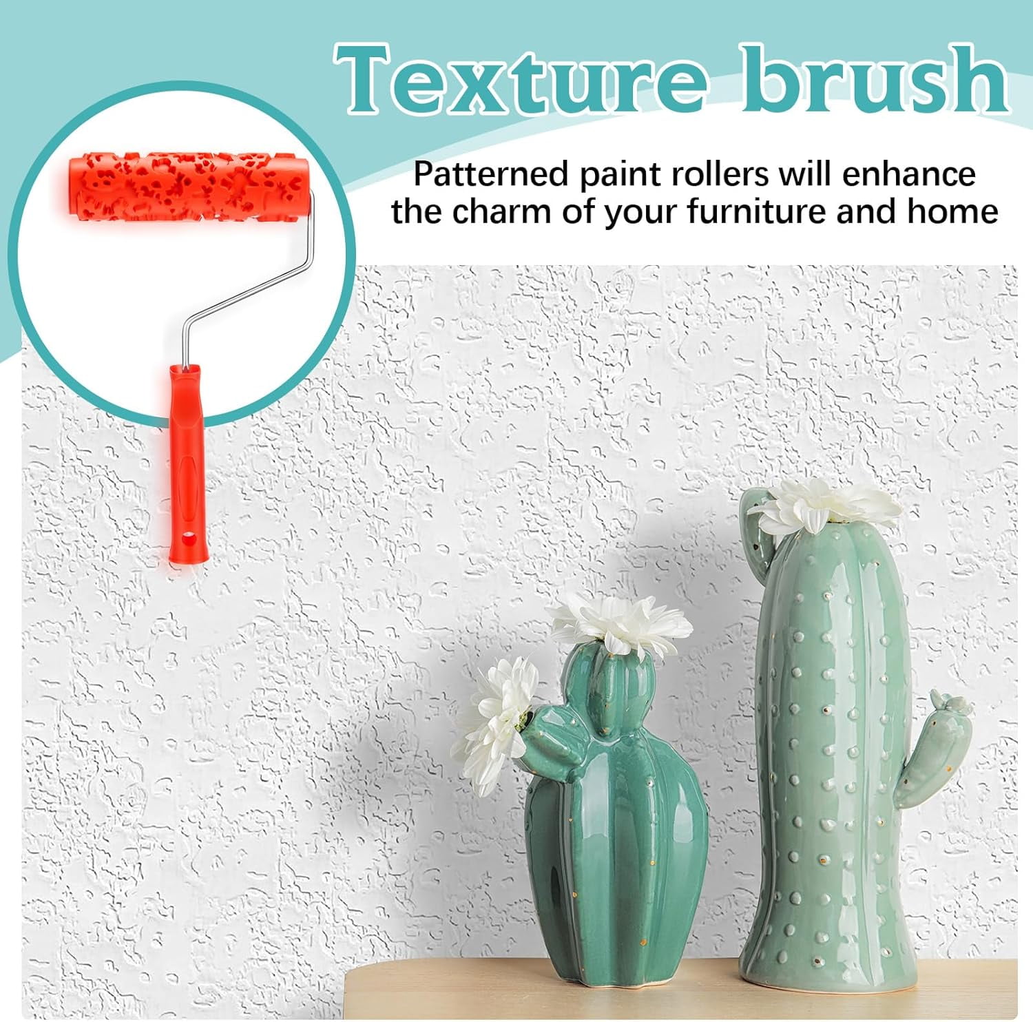 ABPETE 2 Pcs 7'' Texture Roller Pattern Paint Roller for Wall Decoration Classic Rubber Roller Texture Roller Tool to Add Design to Thick Slurry Elastomeric Coatings, Not Paint Rollers(Eg323t)