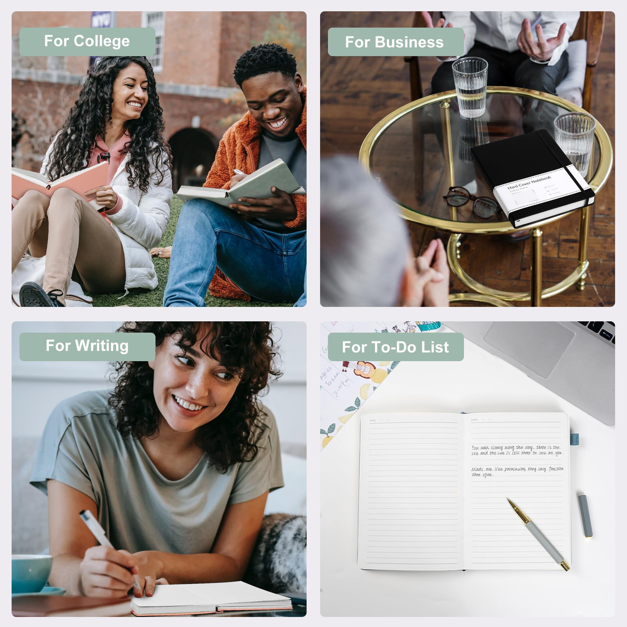 Lined Journal Notebook for Women Men 320 Pages 100 Gsm Paper Thick Journaling Notebooks A5 Leather Journals for Writing Hardcover Journal Supplies for Work Note Taking Diary, 5.7x8.3 In, Green