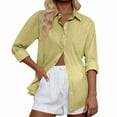 thumbnail image 1 of Women's Denim Shirt Long Sleeve Button Down Jean Shacket Top with Pockets, XL, 1 of 8