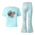 thumbnail image 6 of Gaexia Girls Short-Sleeved Suit,Valentine's Day Girls Outfit Cute Bow Heart Print Short Sleeve Top With Flare Leg Pants Toddler Two Piece Matching Fashion Clothes,12-13 Years, 6 of 6
