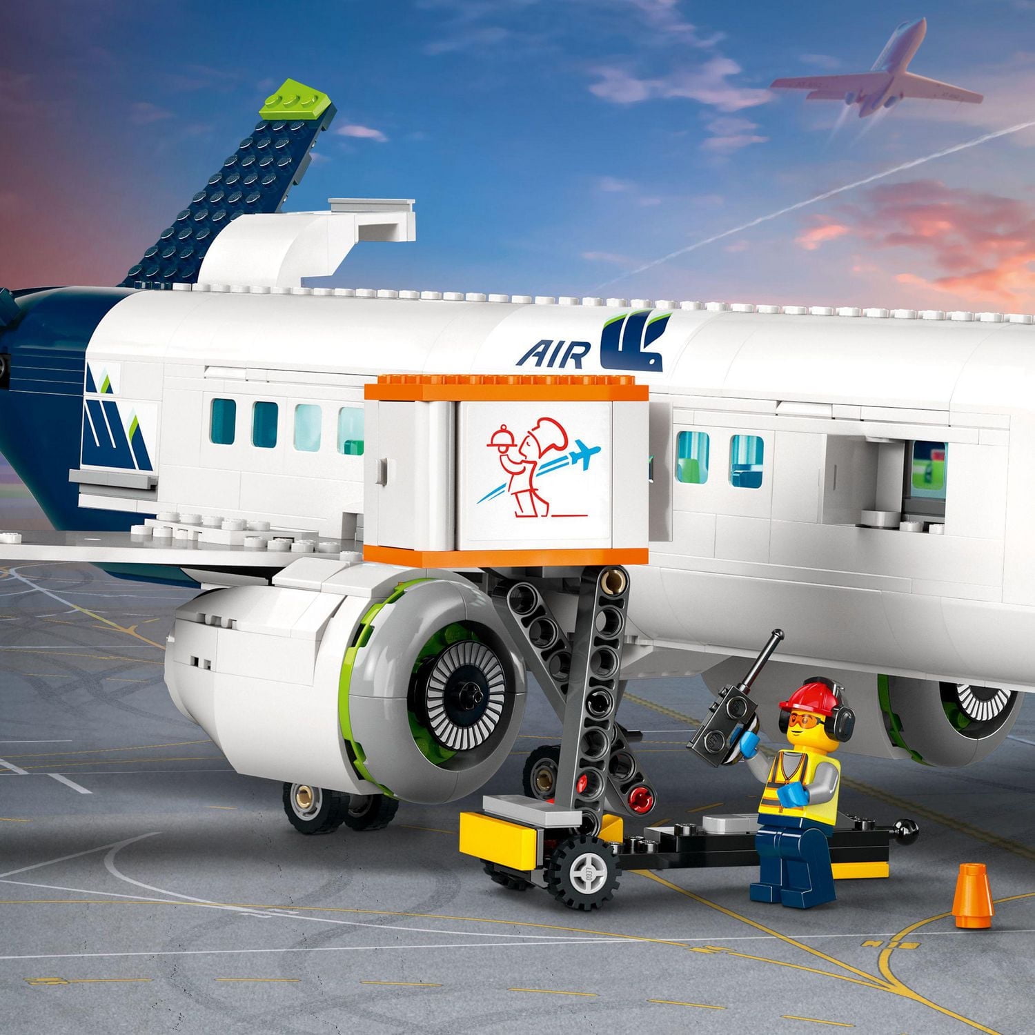 LEGO City Passenger Airplane 60367 Building Toy Set; Fun Airplane STEM Toy for Kids with a Large Airplane, Passenger Bus, Luggage truck, Container Loader, and 9 Minifigures