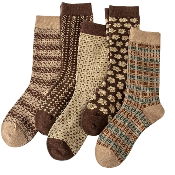 5 Pairs Vintage Cotton Socks Womens Cute Crew Socks Fall Aesthetic Long Socks Preppy Ankle Socks