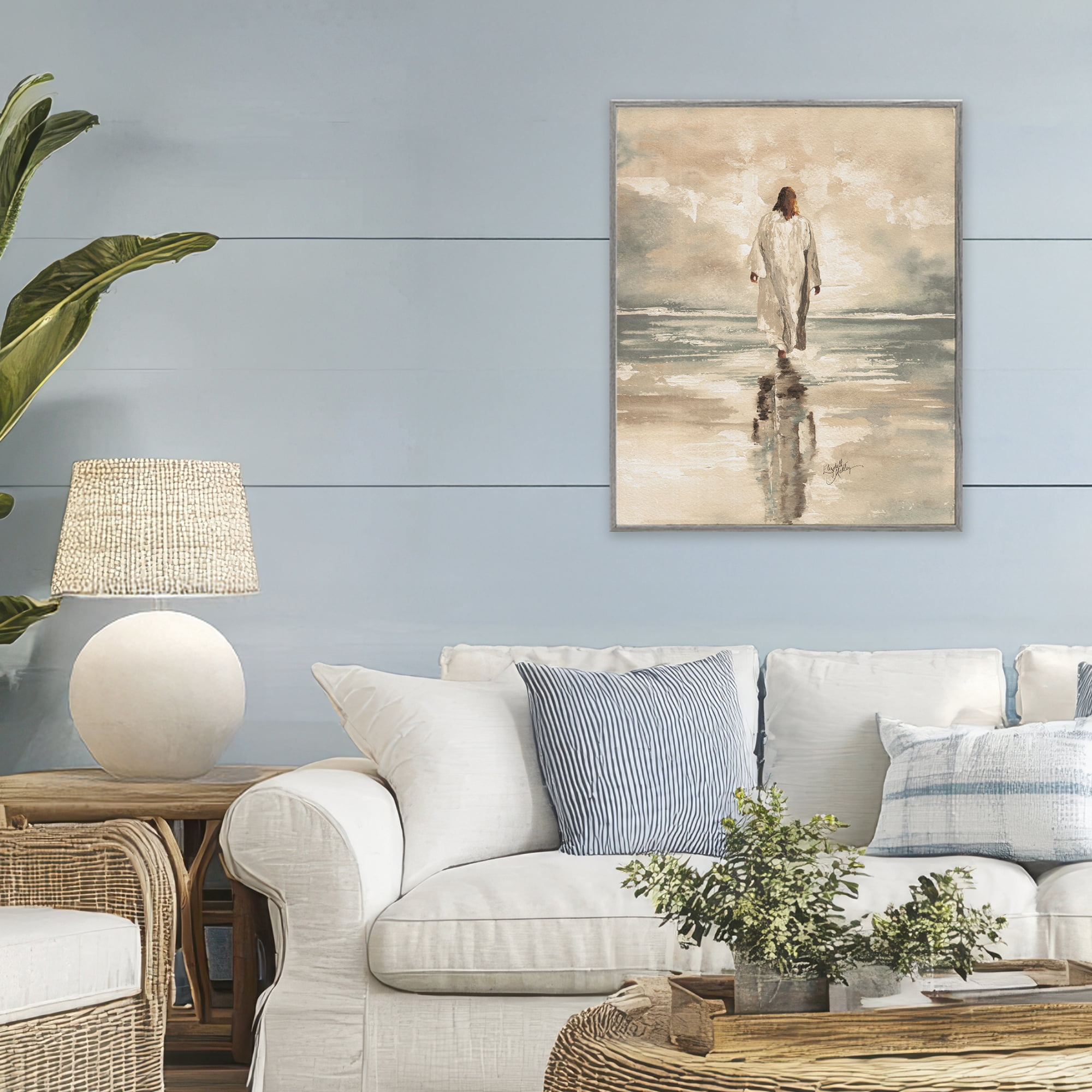 Stupell Industries Jesus Calms The Sea Gray Framed Giclee Art, design by Elizabeth Medley