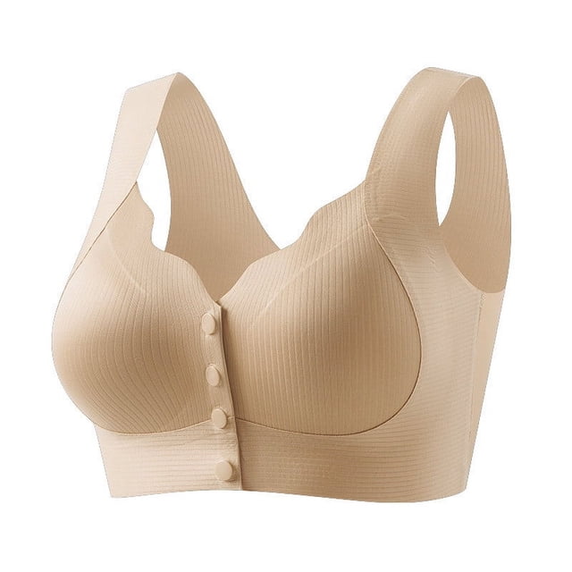 Birdeem Bras for Women Women Front Open Four Button Bra Solid Color Soft and Comfortable without Steel Rings Gathering for Daily Bras