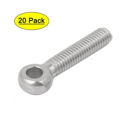 Unique Bargains M6 x 30mm 304 Stainless Steel Machine Shoulder Lift Eye Bolt Rigging 20pcs