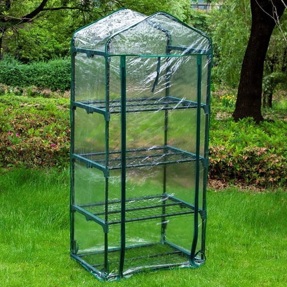TYPPKMM 4-Tier Greenhouse Tents Portable Garden Green House Flower Plants Durable PVC Cover, Garden Greenhouse with Roll-Up Zipper Door for Garden Yard Patio Indoor Outdoor Plants(Only Cover)