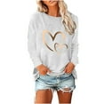 thumbnail image 2 of Womens Heart Printed Long Sleeve Tops Tee Shirts Casual Crewneck Gift Shirts for Her(White,XXL), 2 of 4