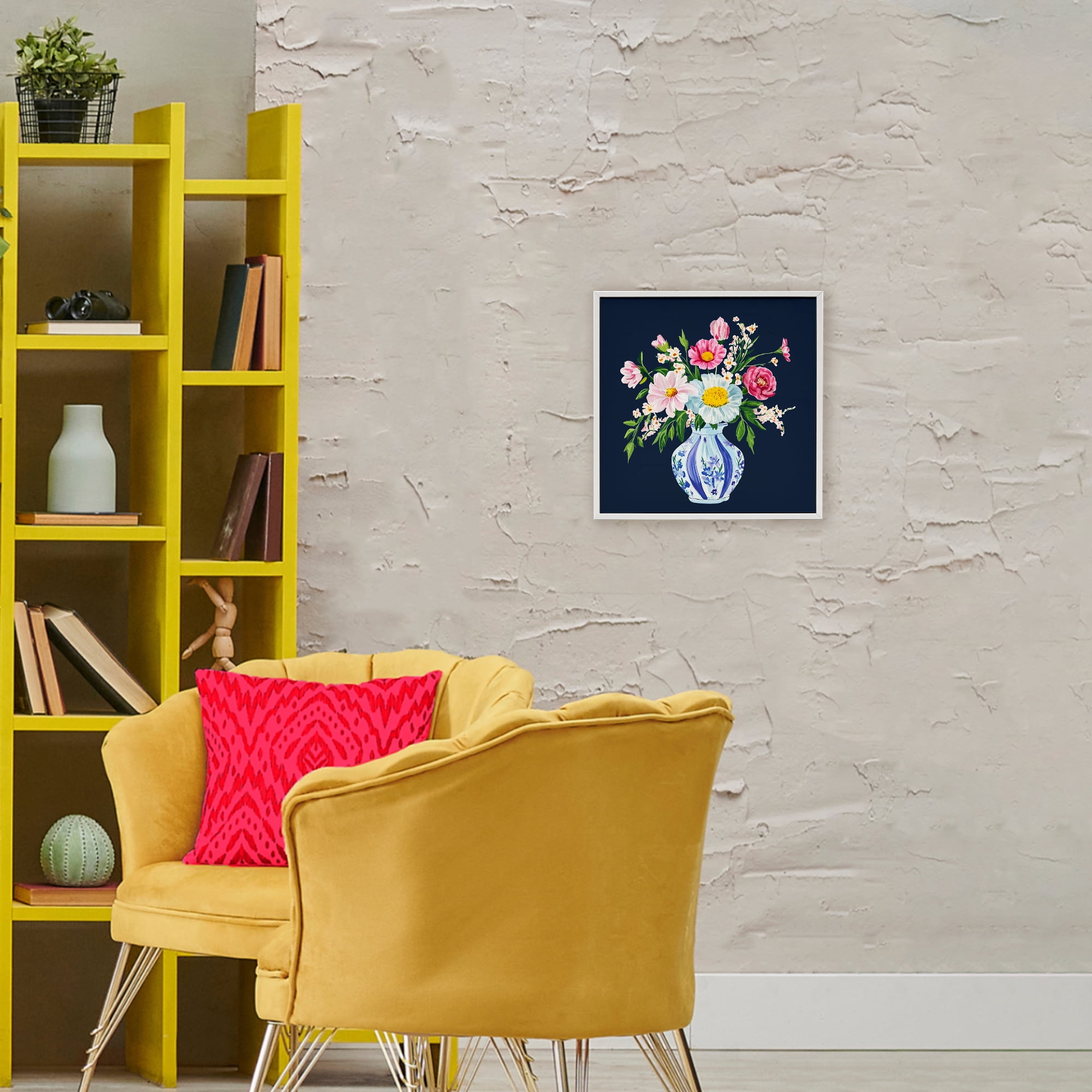 Spring Chinoiserie Vase White Framed Giclee Art, design by Yen