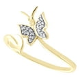 thumbnail image 3 of 10K Yellow Gold Diamond Butterfly + Leaf Bypass Women's Right Hand Ring 0.20 Ct., 3 of 5