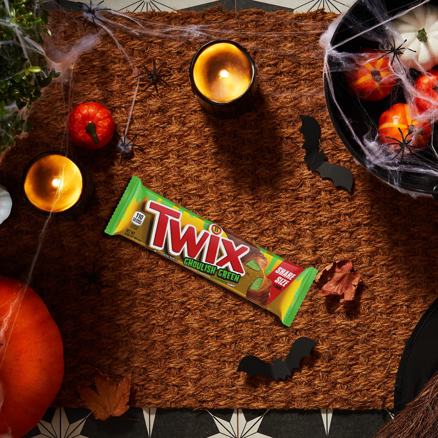 Twix Caramel Ghoulish Green Halloween Candy Bars, Share Size - 3.02 oz