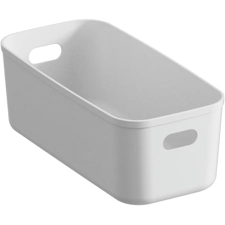 White Plastic Bins/Storage Organizers - Pantry Baskets Bins for Shelves Organizer and Storage for Bathroom Bedrooms Kitchens and More - Small Size (Case - 24 Pack)
