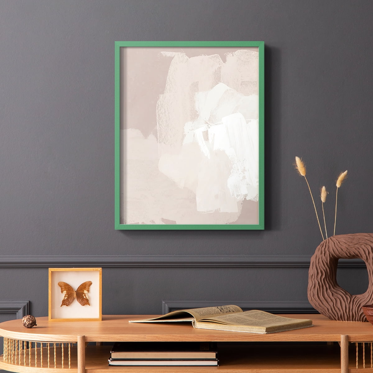 Cloud Slate II Framed Print in Green Solid Wood Framed Print No Nail Hanging