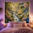 thumbnail image 2 of Garden Stream With Gazebo And Flowers, Peaceful Fantasy Style for Nature Lovers, Forest Wall Art, Housewarming Gift Tapestry Wall Hanging for Bedroom and Living Room, 2 of 7