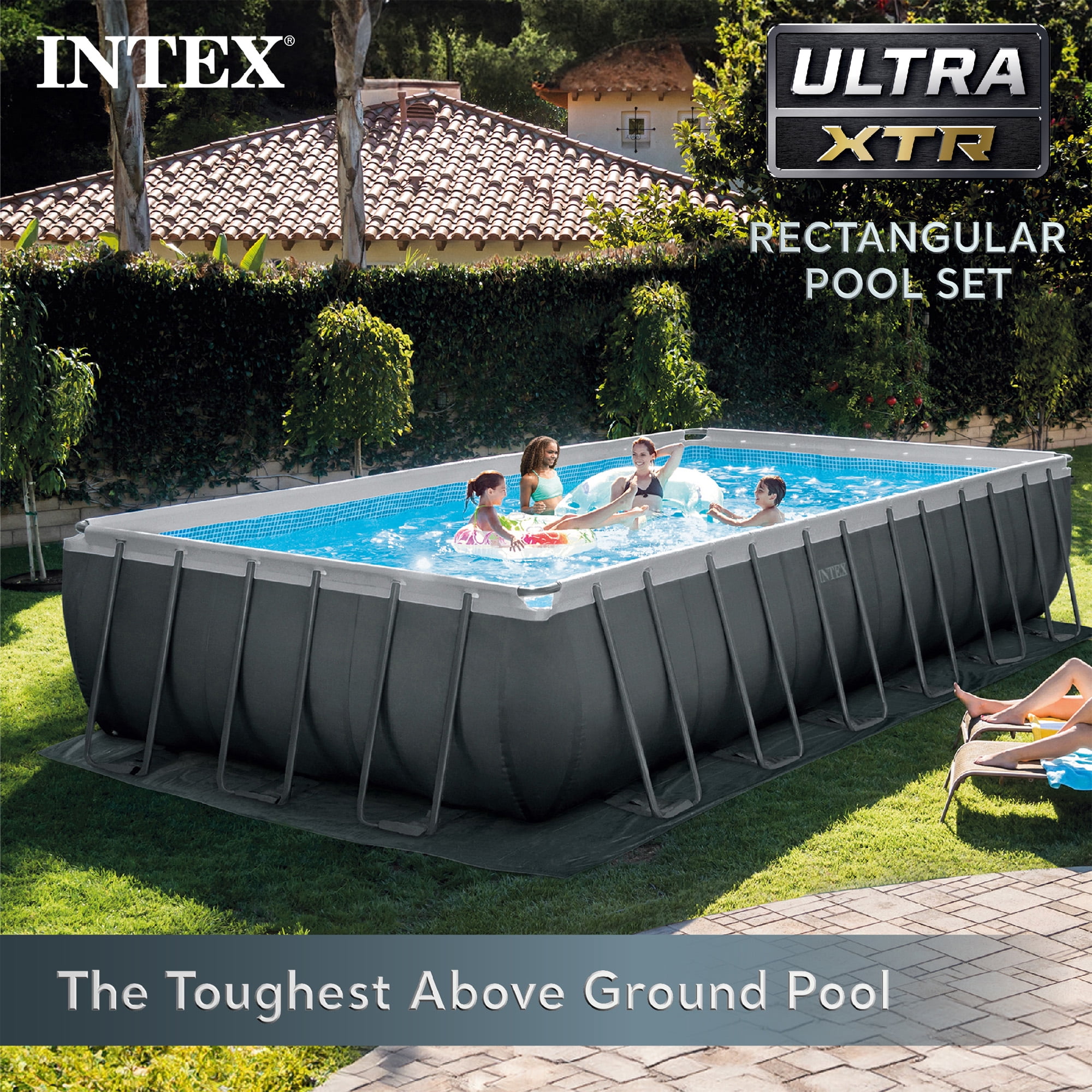 INTEX 24ft x 12ft x 52in Ultra XTR Above Ground Pool, Automatic Vacuum Cleaner, & Maintenance Kit