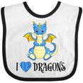thumbnail image 3 of Inktastic I Love Dragons with Cute Blue Dragon Boys or Girls Baby Bib, 3 of 4